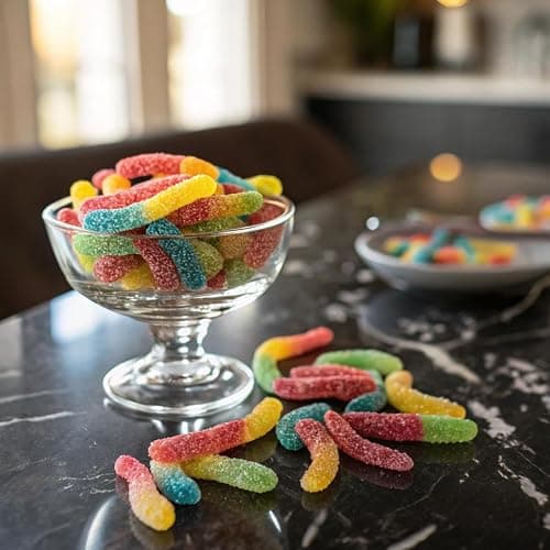 Trolli Sour Brite Crawlers, Candy, Cherry-Lemon, Strawberry-Grape & Orange-Lime, Sweet and Sour, Gummy Worms, 28.8 oz thumbnail 3