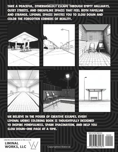 Liminal Spaces Coloring Book: Find Yourself in the In-Between—Color Through Vacant Halls, Lonely Roads, and Spaces That Echo with Nostalgia thumbnail 2