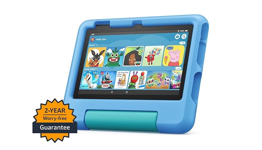 Amazon Fire 7 Kids tablet | 7" display, ages 3–7, includes ads-free books, games and videos that children love, parental controls, 10-hour battery, 32 GB - Fire 7 Kids tablet - 32 GB - Blue thumbnail 7