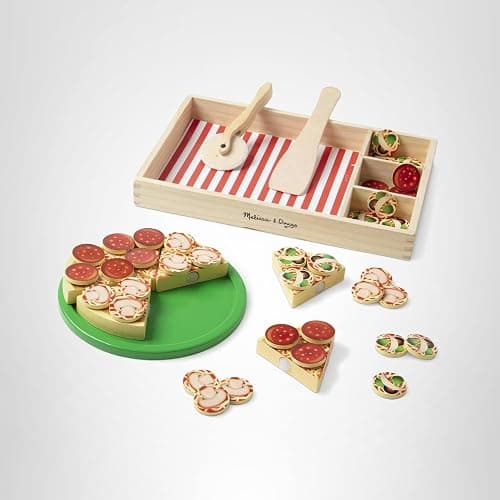 Melissa & Doug Wooden Pizza Party Play Set, 36 Self-Stick Toppings, Pizza Toy Kitchen Set & Play Kitchen Accessories, Preschool Toys for Boys & Girls 3+ thumbnail 10