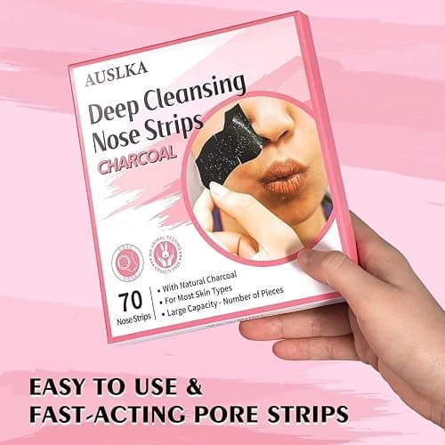 AUSLKA Blackhead Pore Strips,(70 Counts) Blackhead Remover-Deep Cleansing Charcoal Strips - Black Head Nose Strips -Black Head Remover thumbnail 6