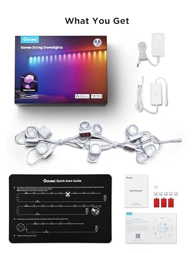 Govee RGBIC String Downlights, Smart LED String Lights Works with Alexa, Color Changing Indoor Wall Light Fixture for Party, Music Sync, 9.8ft with 15 LEDs, White thumbnail 8