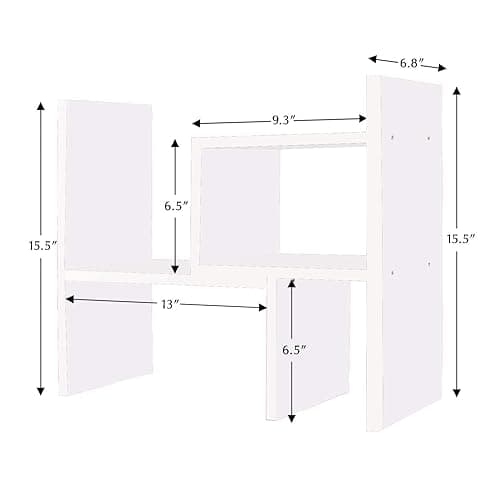 Jerry & Maggie - Desktop Organizer Office Storage Rack Adjustable Wood Display Shelf | Birthday Gifts - Toy - Home Decor | - Free Style Rotation Display - True Natural Stand Shelf (White) - White thumbnail 3