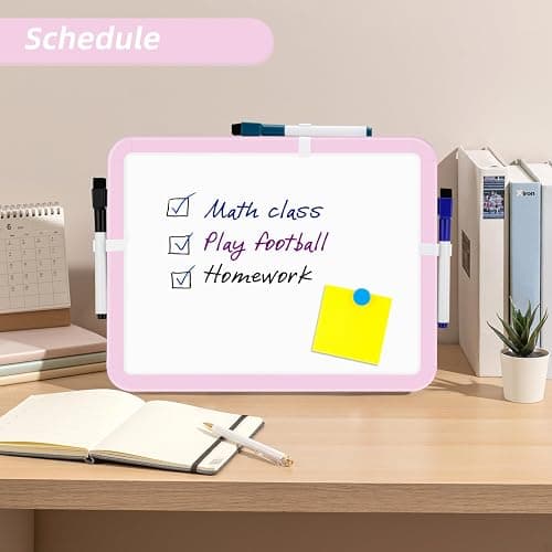 VUSIGN Small White Board Dry Erase, 8.5'' x 11'' Magnetic Dry Erase Board, Mini Whiteboard with Markers for Kids, Students, Fridge, Wall, Locker, Pink - F-pink - 8.5''x11'' thumbnail 4