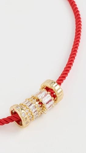ADINA EDEN Women's Red Cord Rondelle Charm Necklace thumbnail 3