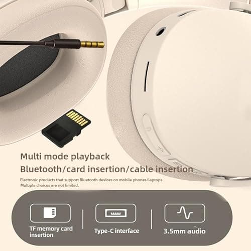 Wireless Bluetooth Headphones, Head Mounted Bluetooth Earphones Wireless, Comfort Heavy Bass Earphones, And Long Battery Life, Providing A Comfortable Wearing Experience (Khaki) thumbnail 6