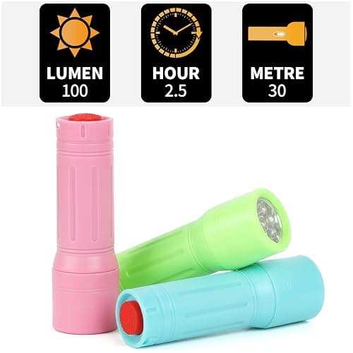 Hilngav 9-LED Mini Flashlight 6-Pack, Small Multicolor Flashlights with Lanyard, 18 AAA Batteries Included, for Hurricane Supplies, Christmas Gifts Stocking Stuffers thumbnail 4