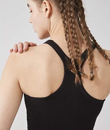 Yoga Racerback Tank Top for Women with Built in Bra,Women's Padded Sports Bra Fitness Workout Running Shirts thumbnail 2