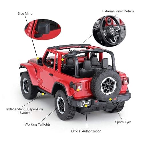 RASTAR Off-Road Remote Control Car, 1:14 Jeep Wrangler JL RC Off-Road Racing Vehicle Toy Car for Kids Adults, Spring Suspension/Door Open, 2.4Ghz RED thumbnail 6