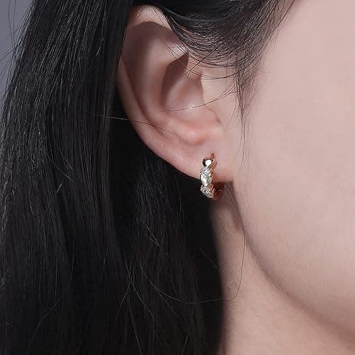 CiNily 14K White Gold Plated Small Hoop Earrings for Women Girls Heart Cubic Zirconia Hypoallergenic Earrings thumbnail 4