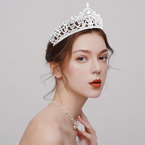 Atoden Silver Crown Tiara Crystal Queen Crown Princess Tiara Rhinestone Headband Headpieces for Women Girls Wedding Hair Accessories for Brides Bridal Prom Birthday Party Pageant Halloween Cosplay thumbnail 3