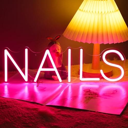 Britrio LED NAILS Neon Sign Light Pink Nails Spa Beauty Salon Studio LED Wall Art Decor Sign for Business Stores Logo Barber Shops Indoors Nail Tech Gift 5V USB Powered with Dimmer Switch 15.75 IN thumbnail 4