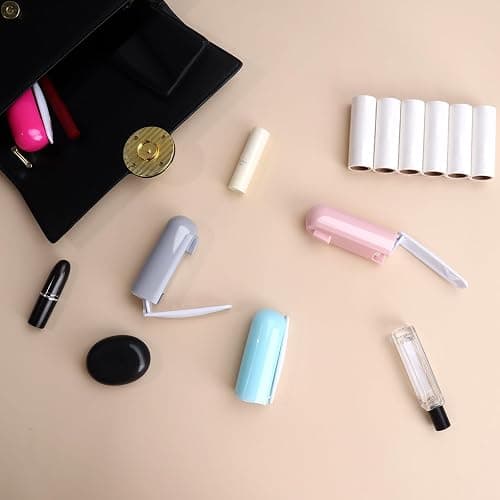 Mini Lint Roller Travel Size Cute Folding Lint Remover for Pet Hair Small Sticky Roller with Cover for Purse On the Go Lint Roller (Pink) thumbnail 7