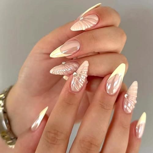 6 Packs (144 Pcs) | Reusable Press on Nails | Stick on Nails 12 Sizes-6 Styles|Almond Nails thumbnail 4