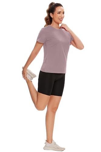 6 Pack Workout Tops for Women Short Sleeve UPF Sun Protection Athletic T Shirts Quick Dry Tennis Yoga Running Crew Neck Tee thumbnail 6