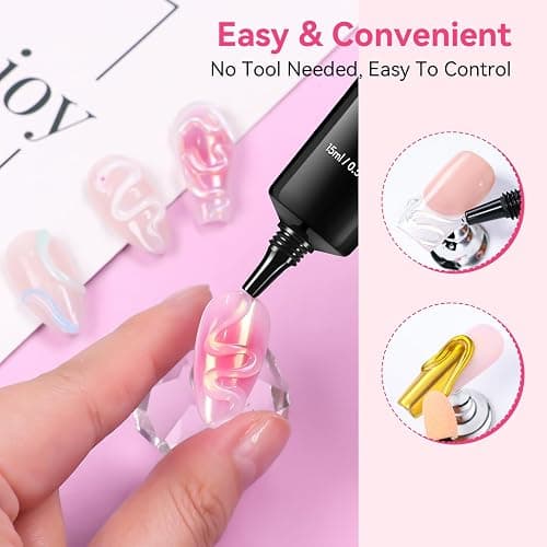 Makartt 3D Gel Nail Art & Chrome Nail Powder Kit: 15g Sculpting Gel for Nail Art DIY No wipe 3D Molding and Metallic Chrome Powder Set for Decoration Manicure Pedicure Use thumbnail 5