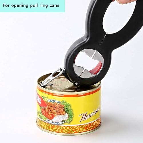 Otstar 6 in 1 Multi Opener, All in One Bottle Opener, Can, Soda, and Jar Openers, Twist Off Lid – Open Sesame Can Opener for Seniors and Arthritic Hands (Black and Red) thumbnail 6