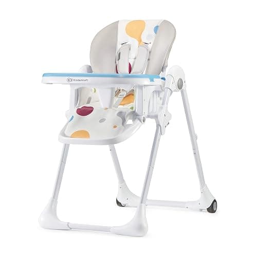 Kinderkraft Hochstuhl YUMMY, Kinderhochstuhl, Babystuhl, Kombihochstuhl, ab den Ersten Lebensmonaten, Fußstütze, Halbliegende Position, Bezug aus PU, Einfach zu Reinigen, Mehrfarben - Image 1