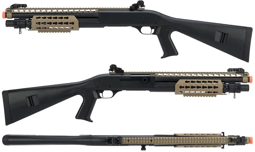 Evike Airsoft - CYMA Sport M3 3-Round Burst Multi-Airsoft Shotshell Loading Airsoft Shotgun (Model: Full Stock CQB w/Keymod/Tan) thumbnail 3