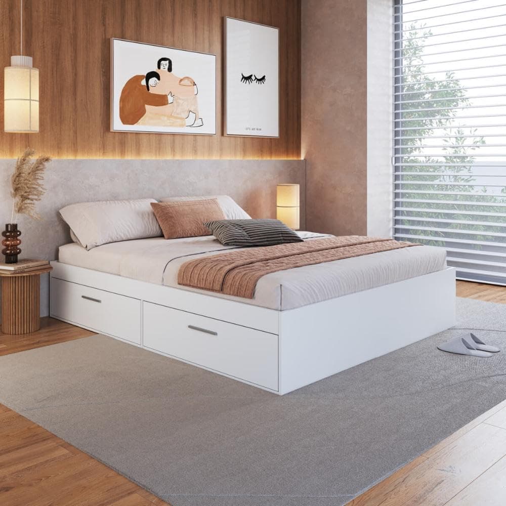 Cama Casal Queen com 4 Portas Basculantes Ct1160 200x160cm Branco - Art In Móveis thumbnail 2