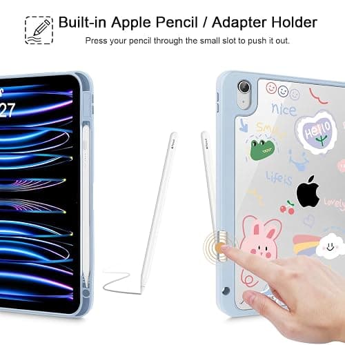 May Chen for iPad (A16) 11th Generation Case 11 Inch 2025, iPad 10th Gen Case 2022 10.9 inch, Built-in Pencil Holder with Shockproof Clear Transparent Back Shell Auto Wake/Sleep, Cartoon Stick Figure thumbnail 8