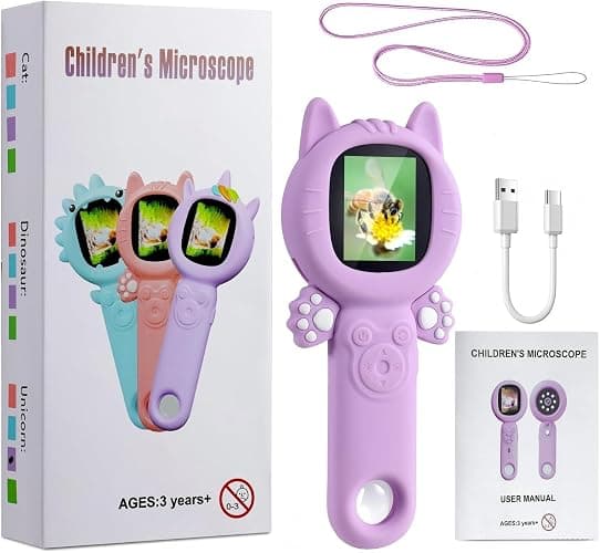 URMMIY Kids Microscope – 500X Digital Pocket Handheld Microscope with Dual Cameras & Autofocus, STEM Educational Toy & Perfect Christmas Birthday Gift for Boys & Girls Ages 3 4 5 6 7 8 9 10(Pink) thumbnail 4