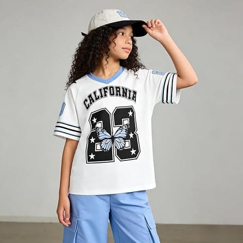 Afsmlys Tween Girls Clothes Short Sleeve Graphic T-Shirt Top + Cargo Pants 2pcs Outfit Set, Size 7-15Years thumbnail 4