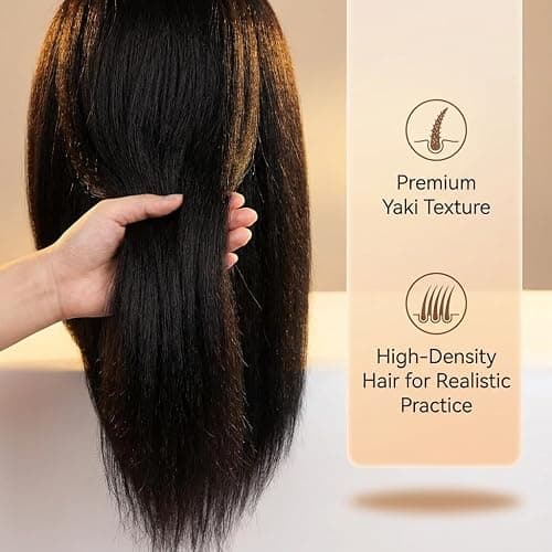 16 Inch 100% Real Hair Mannequin Head Training Head Manikin Cosmetology Doll Head for Hairdresser Practice Braiding Hair Styling with Clamp stand (16 -Inch) thumbnail 6