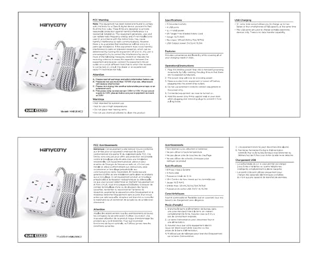 Surge Protector Power Strip - HANYCONY 8 Outlets 4 USB (2 USB C) Charging Ports, Multi Plug Outlet Extender, 5Ft Braided Extension Cord, Flat Plug Wall Mount Desk Charging Station for Home Office ETL thumbnail 9