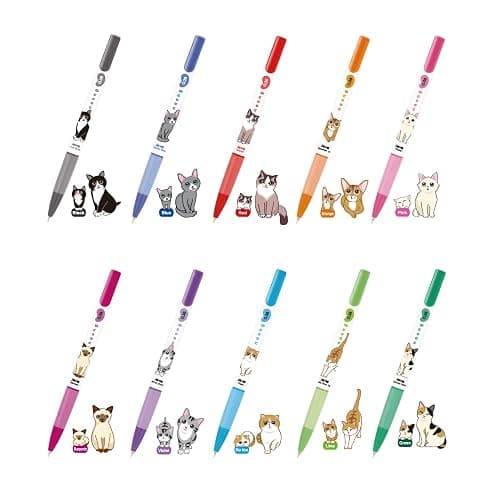 Gel Pens Office School Supplies - Cat 0.38mm Gel Ink Rollerball Ballpoint Pen Korea Kawaii Stationery Non-Smudge, Quick-Drying Writing, Pack of 11 - Multicolor thumbnail 4