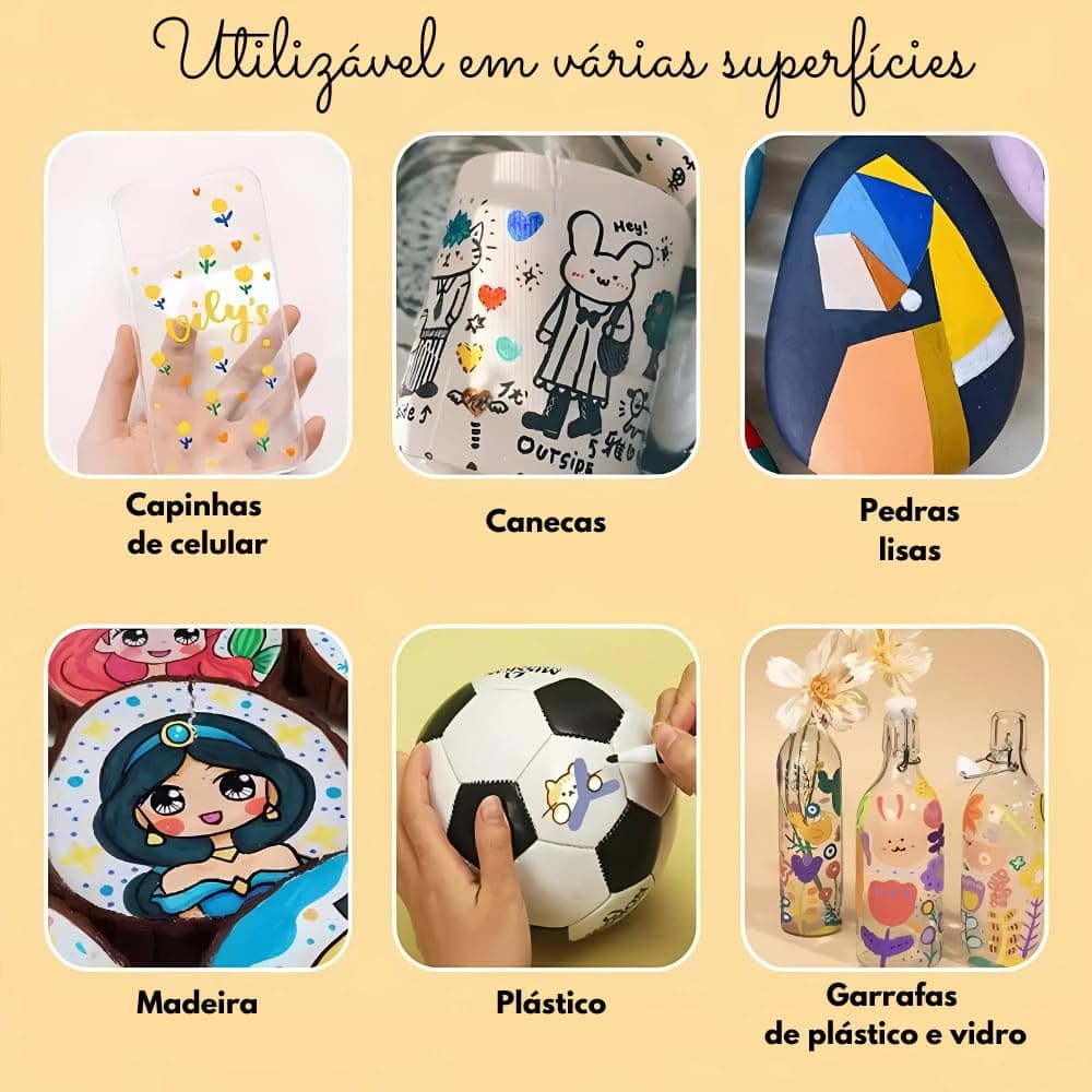 Kit 36 Canetas Acrílicas para Pintura, Marcadores Acrílicos de Tinta Permanente Canetinha Posca para Madeira Tecido Tela Pedra Vidro Cerâmicas Desenho Artístico (36) thumbnail 5