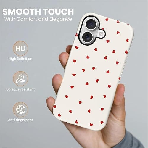 casesok for iPhone 17 Case,Compatible with MagSafe,Dual-Layer Hard Shell + Silicone Cover,Full Body Protection Shockproof Case for iPhone 17-Red Hearts Girly Aesthetic thumbnail 7