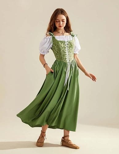Scarlet Darkness Renaissance Costume Women Medieval Corset Dress Puff Sleeve Fairy Dress thumbnail 8