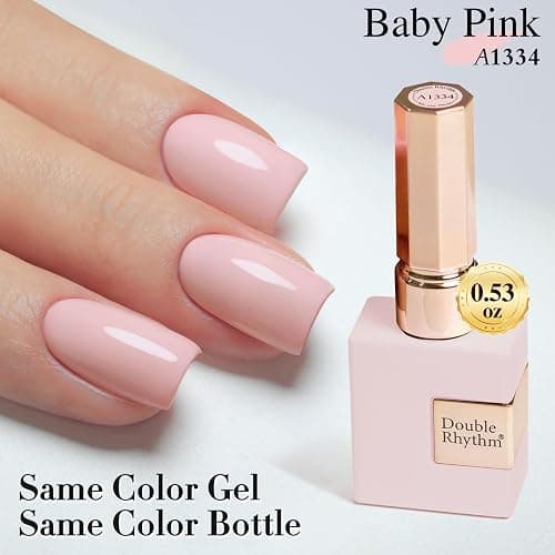 Double Rhythm 15ML Gel Nail Polish Pure Sheer Same Color Same Bottle Soak Off Gel Polish Art Manicure Salon DIY at Home for Women (Baby Pink-A1334) thumbnail 5
