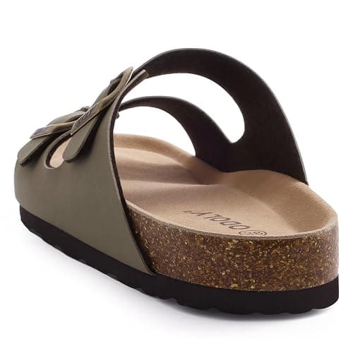 ODOLY Unisex Comfortable Cork Footbed Slide Sandals with Arch Support | Adjustable Buckle, Lightweight Summer Sandals for Travel and Everyday Wear thumbnail 4