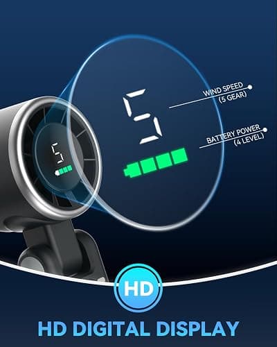 PlayHot Portable Handheld Turbo Fan, 5 Gear Wind, USB-C Rechargeable Fan, Up to 12 Working Hours, 3 IN 1 Hand Fans with Air Turbo Tech Cooling Fan for Outdoor Activities, Travel, Beach (Black) thumbnail 8