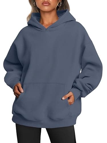 Trendy Queen Womens Oversized Hoodies Fleece Sweatshirts Fall Fashion 2025 Pullover Sweaters Winter Clothes - Dusty Blue - Small