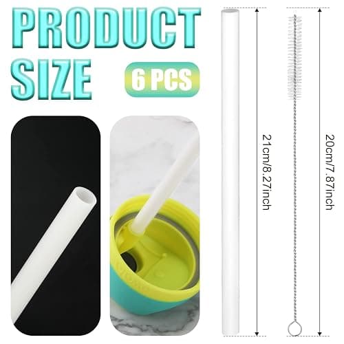 6PCS Replacement Straws for Owala Water Bottle 24 oz 32 oz Accessories | Reusable Plastic Straws with Cleaning Brush for Cup 24oz 32oz Travel Tumbler Parts for Sports Bottle (White) thumbnail 2