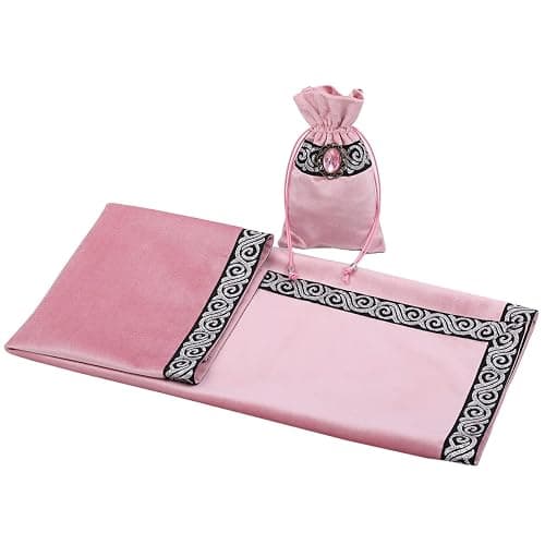 BLESSUME Wicca Square Altar Tarot Table Cloth for Reading with Card Pouch 24.4 * 24.4 inch (Pink1) thumbnail 2