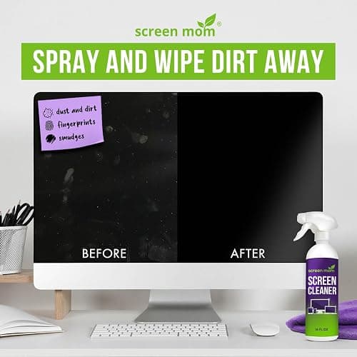 Screen Mom Screen Cleaner Spray and Microfiber Cloth 16oz Screen Cleaner Spray and Wipe for TV, Laptop, Computer, Phone, iPad, Car Screen Cleaning Kit Electronic Cleaner Spray thumbnail 4