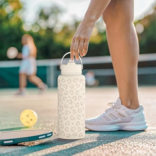 Leopard Water Bottle 32oz Stainless Steel Vacuum Insulated with Lid, Leopard Print Water Bottles for Gym Sports Travel Outdoor, Gifts for Women Girls Ladies Birthday Christmas thumbnail 7