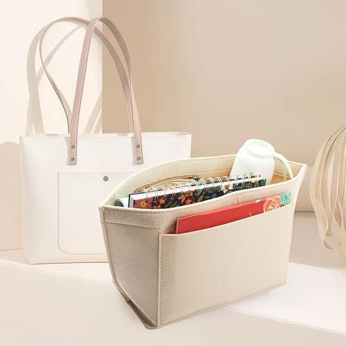 Taschen Organizer für Longchamp L,Organizer für Longchamp Tasche,Handtaschen Organi-zer,Filz Taschenorganizer mit mehreren Taschen,Folding Tote Bag Organi-zerfor Insert Wallet Organi-zer (Beige, L) thumbnail 2