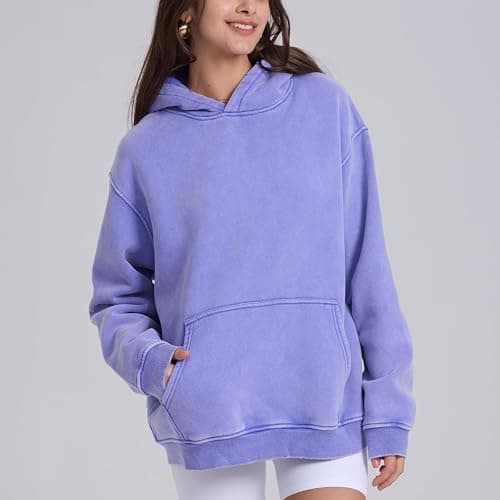 FAIABLE Mens Hoodies Oversized Unisex Acid Wash Hoodie Heavyweight Fleece Vintage Cotton Sweatshirt Men Women Streetwear thumbnail 2