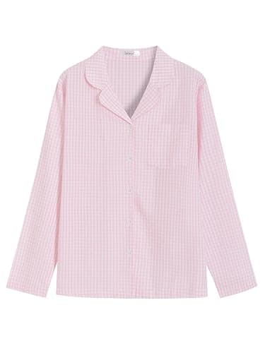 Latuza Women's Cotton Long Sleeve Pajama Set Seersucker Button Down Pj Set thumbnail 2