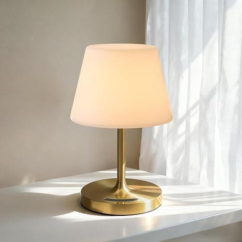 Outdoor Battery Operated Table Lamp, IP54 Waterproof Shower Lamp, 4000mAh Rechargeable Cordless Lamp, 3 Color Temperatures Dimmable, Small Touch Table Lamp for Bedroom, Patio, Camping, Restaurant - Image 1