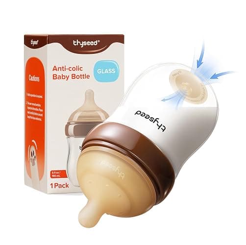 Thyseed Glass Natural Anti-Colic Baby Bottles | Newborn Breast Like Nursing Bottle for Breastfed Babies with Nipple(0-1 Months),5oz,1pack - Image 1