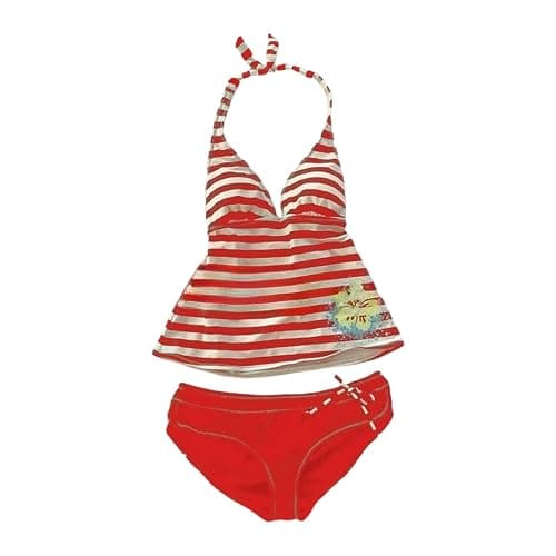 Summer 2 Piece Stripe Beach Bikini Set Y2k Sexy Floral Print Halter Neck Swimsuit Set 2000s Aesthetic Streetwear - Image 1