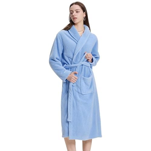 PJGGZ Women's Shawl Collar Bathrobe, Soft Long Towel Robes for Women - Super Absorbent Quick Dry yet Warm - Image 1