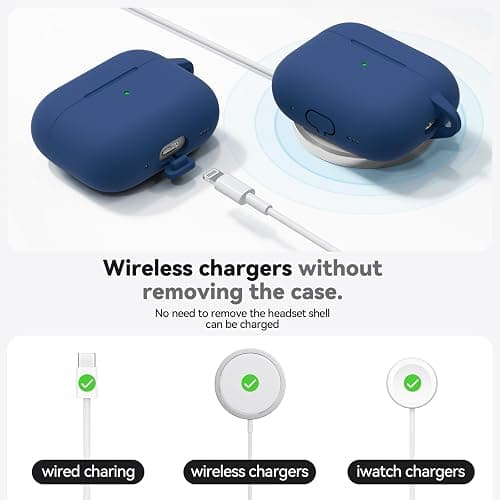 Ljusmicker for AirPods Pro 3 Case 2025 with Cleaner Kit,Silicone Protective Cases for Apple AirPods Pro 3rd Generation Case for Women Men,AirPod Pro 3 Cover Accessories with Keychain-Midnight Blue thumbnail 4