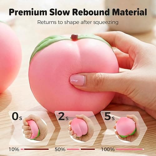 Peach Squishy, 2026 New Soft Stress Relief Squeeze Charm, Kawaii Decor for Home & Office, Relaxing Sensory Fidget for Daily Use (Pink, 3 Pack) thumbnail 7